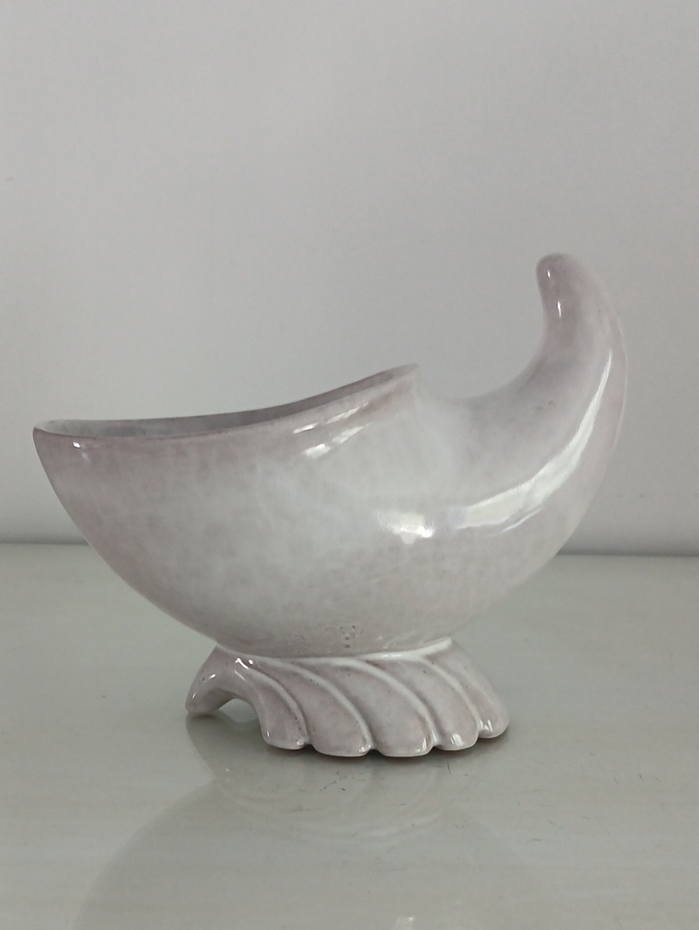 Frankoma Pottery 57S Cornucopia Vase Planter White Sand Glaze Vintage